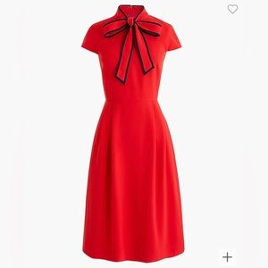 J.Crew NWT Red Bow Neck Cap Sleeve A Line Dress Size 2